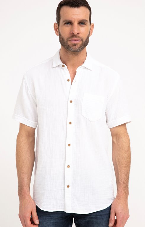 Chemise à manches courtes double gaze