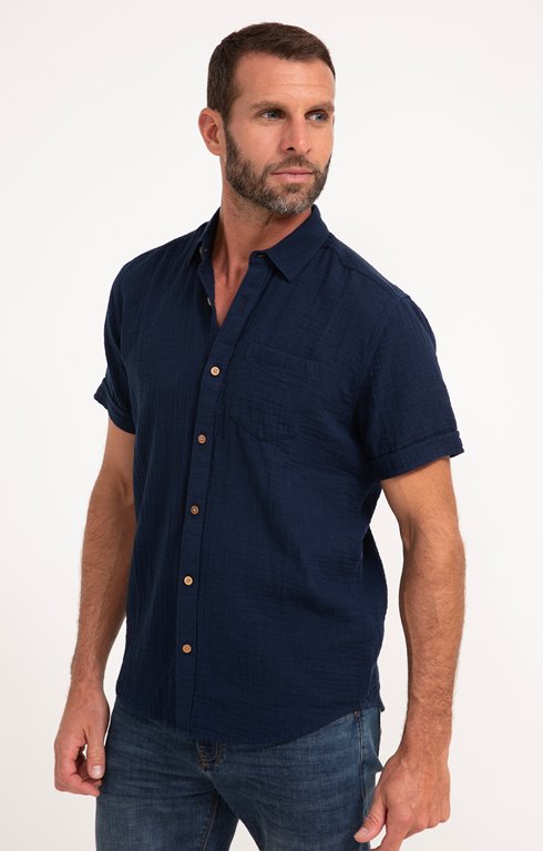 Chemise à manches courtes double gaze