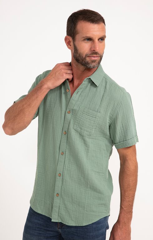 Chemise à manches courtes double gaze